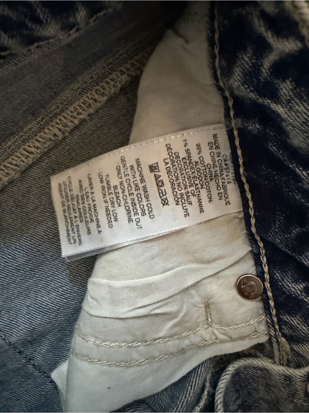 True Religion Leila High Rise Wide Leg Lace-Up Front Blue Washed Jeans - Picture 6 of 8